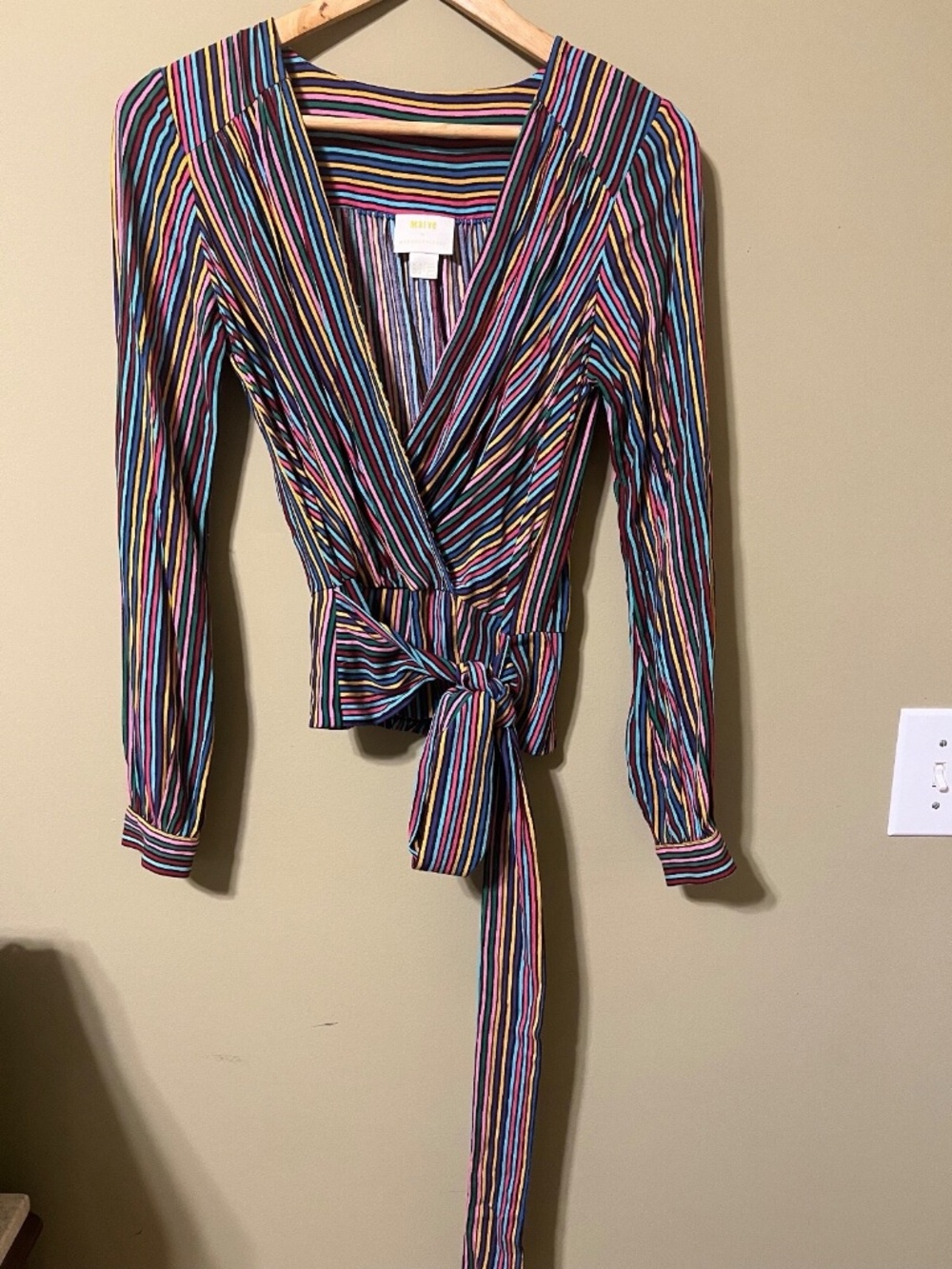 Maeve by Anthropologie Lisa Striped Blouse Multi Color Long Sleeve Size 0